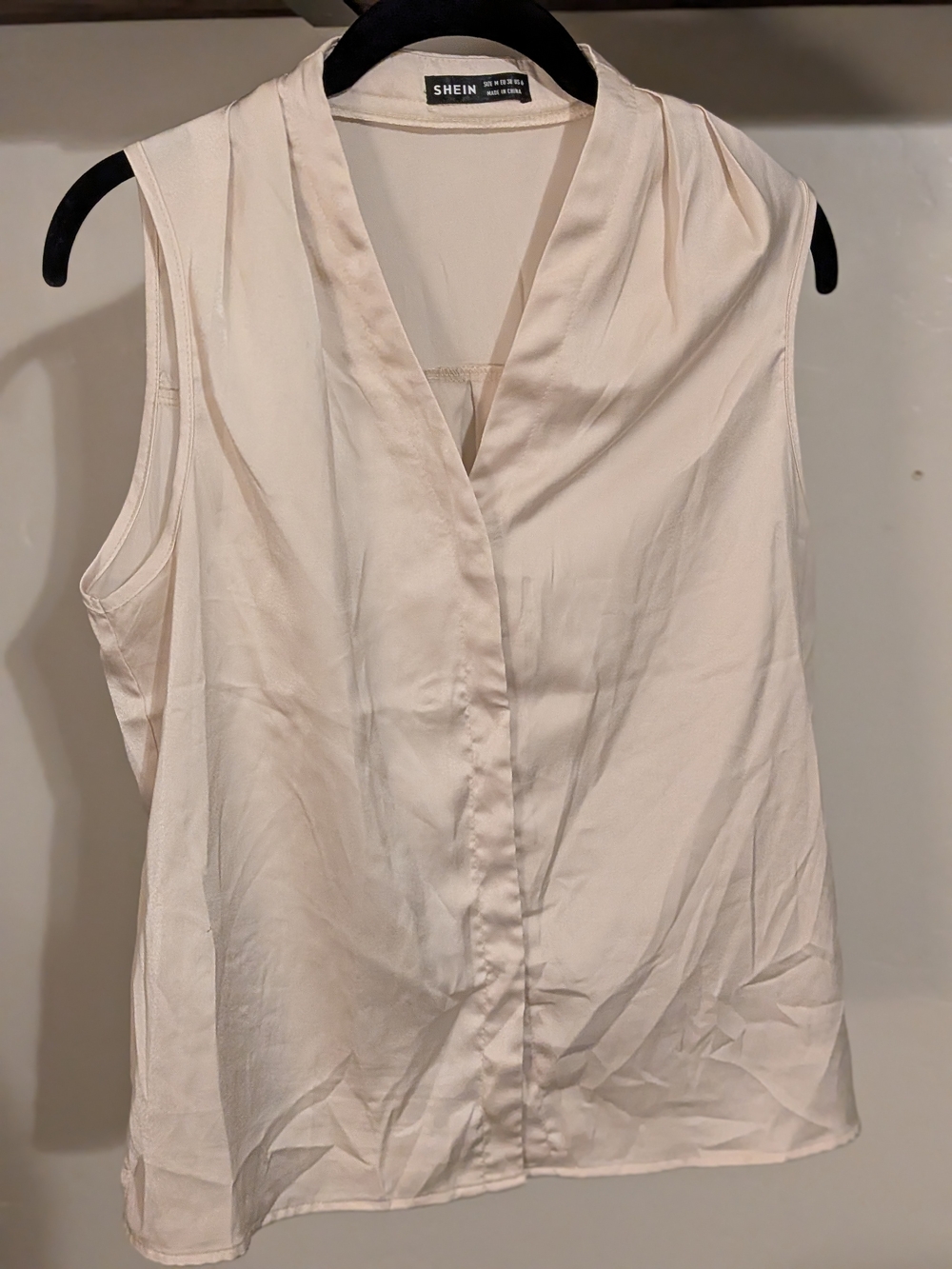 SHEIN Cream Sleeveless V-Neck Blouse